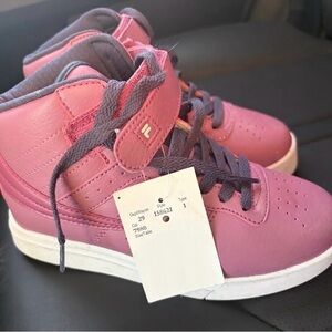 Fila Pink and Gray High-Top Kids Sneakers